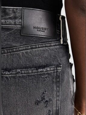 Moussy Vintage Howa Straight Faded Black Denim Raw Hem Size 29